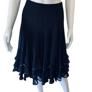 NWT Z&X Black Layered Ruffle Ballroom Dance Skirt Midi Sheer Flowy